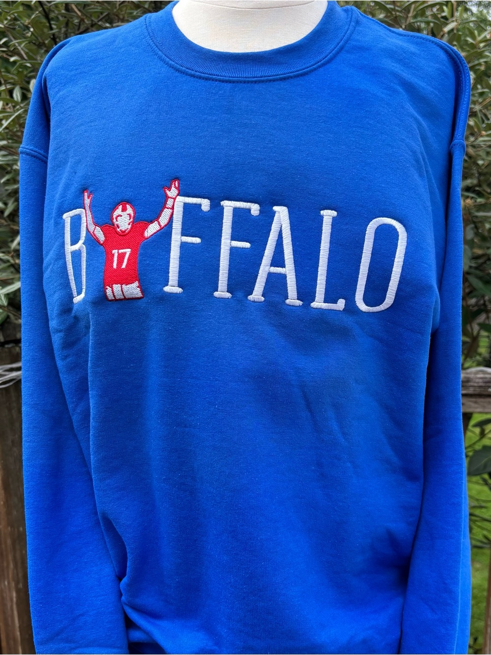Embroidered Crewneck Sweatshirt Buffalo Quarterback